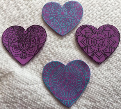 Silkscreen Cutter Set Hearts Love & Lace  a perfect pair together Jewelry Sized polymer clay cutters - Create Along 
