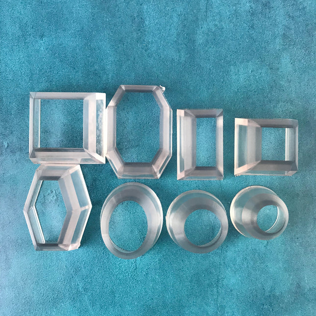 Small Beveled Edge Mini set of 8 geometric polymer clay cutter set basics - Create Along 