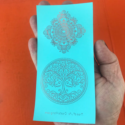 Silkscreen Polymer Clay Tree of Life Trading Coins Stencil great for art jewelry and mixed media - Create Along 
