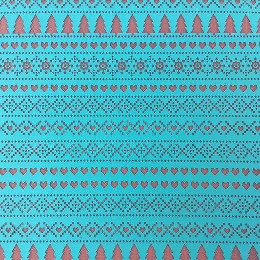 Winter Knit Holiday Christmas trees plants Silk Screen Stencil for Polymer Clay, Art Jewelry, Mixed Media