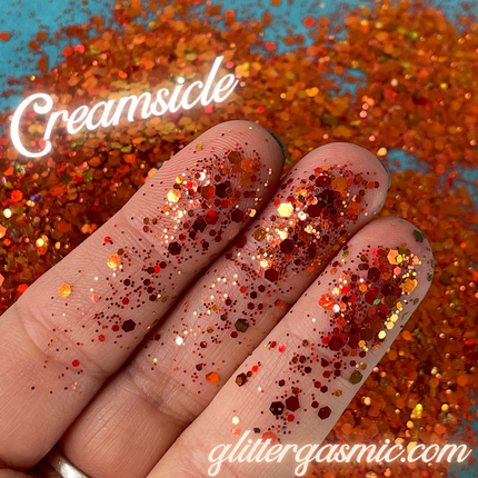 Creamsicle Orange Holo Chunky Glitter for pens candles earrings clay resin mugs slime tumblers nail art 2 oz - Create Along 