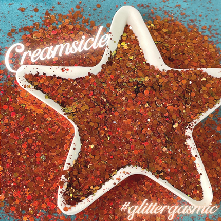 Creamsicle Orange Holo Chunky Glitter for pens candles earrings clay resin mugs slime tumblers nail art 2 oz - Create Along 