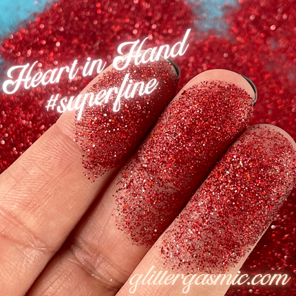 Heart in Hand Deep Red Superfine Glitter for pens candles earrings clay resin mugs slime tumblers nail art 2 oz - Create Along 