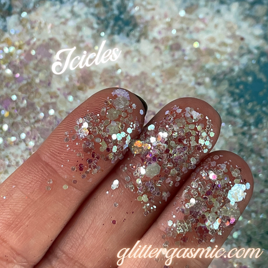 Icicles Ice Clear Holographic Chunky Glitter for pens candles earrings clay resin mugs slime tumblers nail art 2 oz