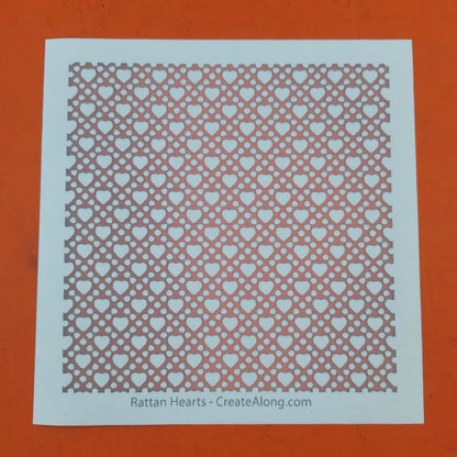 Rattan Hearts Valentines polymer clay silk screen stencil - Create Along 