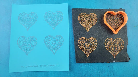 1.5 Heart Mandala Silkscreen Cutter Set Polymer Clay Silk Screen St