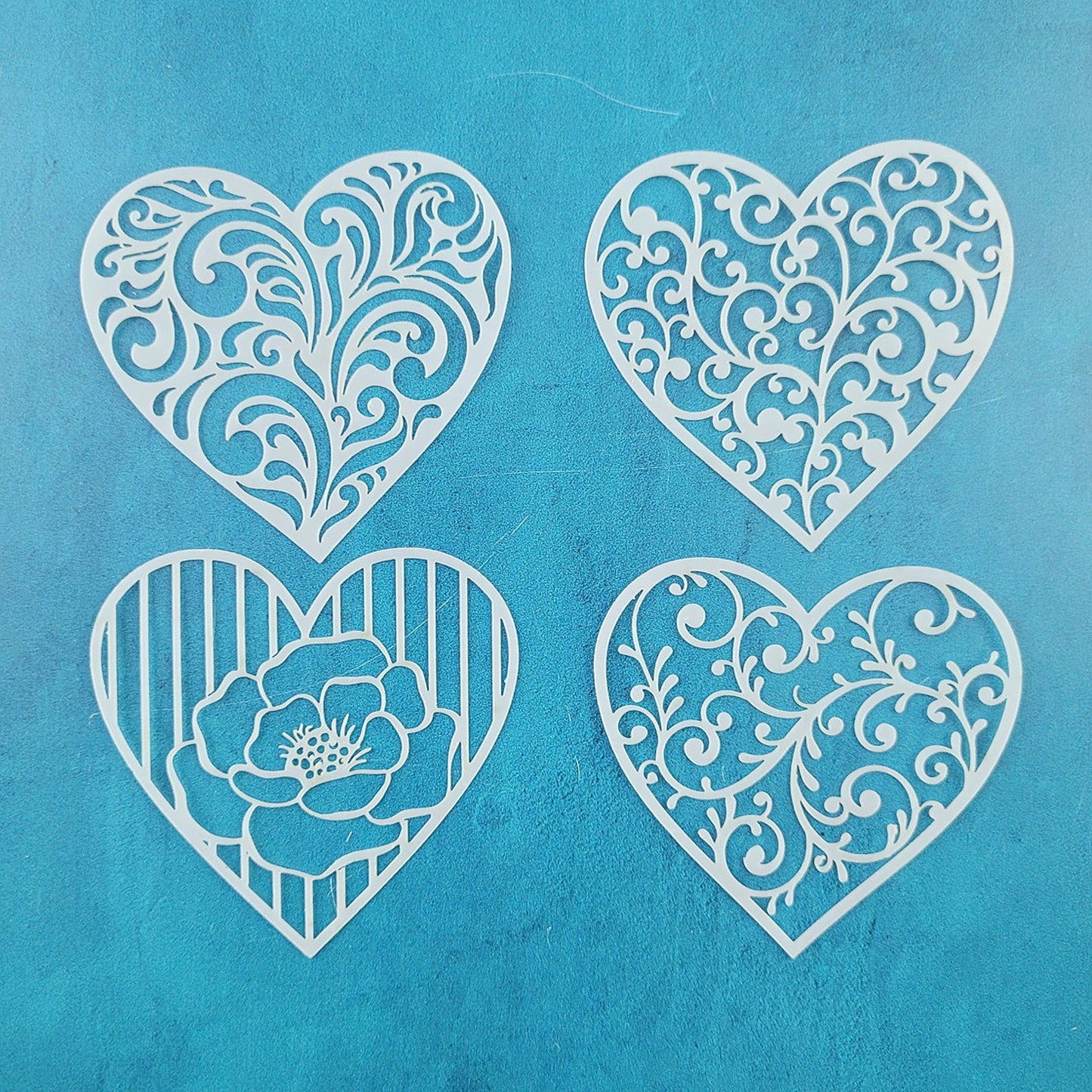 Lovely Hearts Valentines Day Polymer Clay Stencil texture sheet