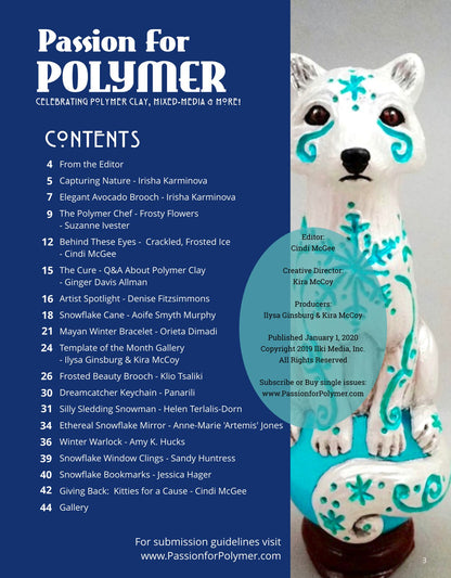 Polymer Clay Tutorials Passion for Polymer magazine Jan 2020 winter DIY - Create Along 