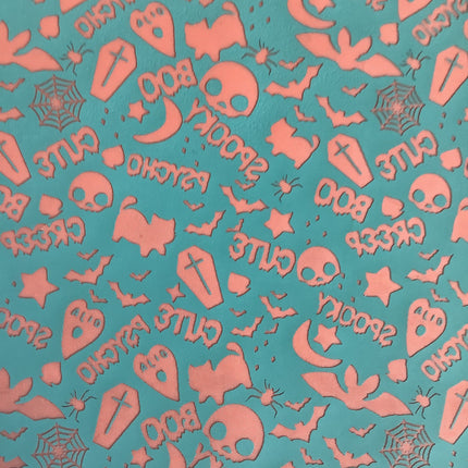 Halloween Silk Screen Spooky Cute coffin bat skull cat Stencil polymer clay silkscreen - Create Along 