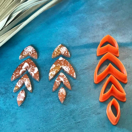 Polymer Clay Cutter Set Long Floral Drop set of 4 nesting dangle earring sharp shapes - Create Along 