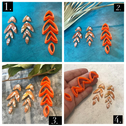 Polymer Clay Cutter Set Long Floral Drop set of 4 nesting dangle earring sharp shapes - Create Along 