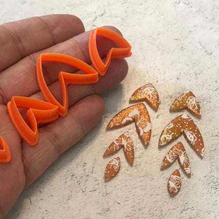 Polymer Clay Cutter Set Long Floral Drop set of 4 nesting dangle earring sharp shapes - Create Along 