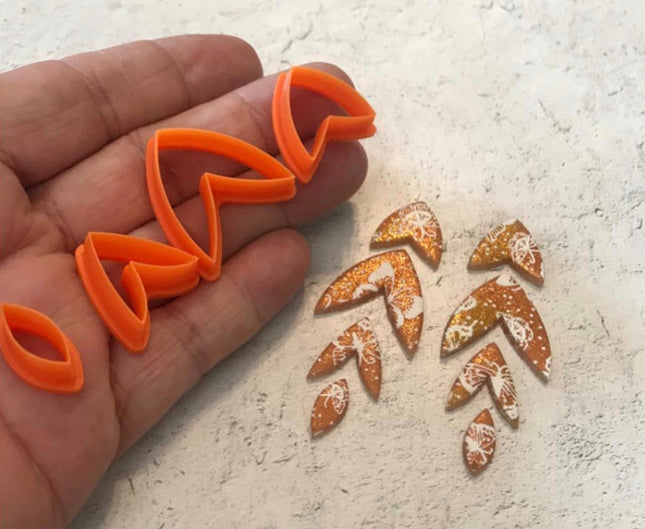 Polymer Clay Cutter Set Long Floral Drop set of 4 nesting dangle earring sharp shapes - Create Along 