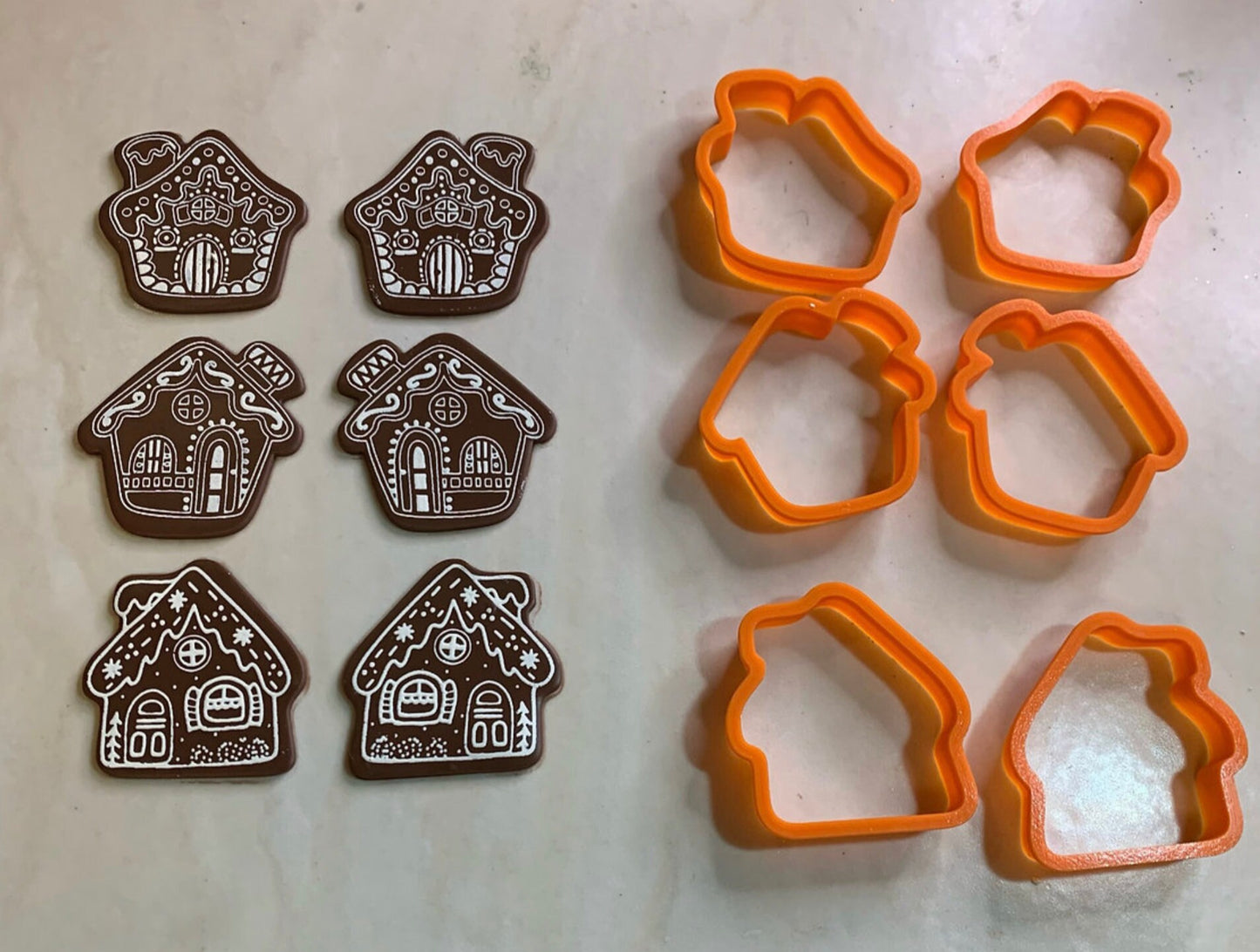 Christmas Gingerbread Holiday House Earring kit polymer clay cutter set and silkscreen stencil