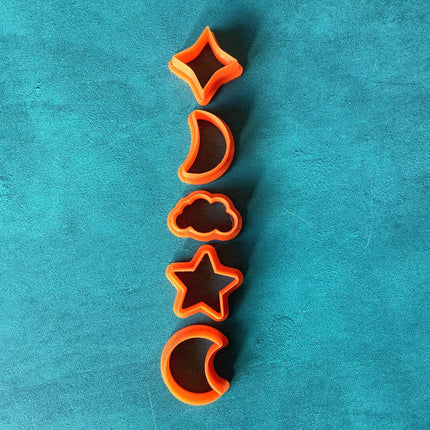 Celestial Stud moon phase star witchy mini shape polymer clay cutter set - Create Along 