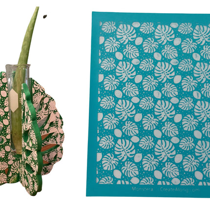 Polymer Clay Silk Screen Stencil Monstera Leaves tropical earring plant mom botanical leaf botany herb - Create Along 