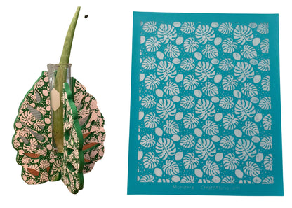 Polymer Clay Silk Screen Stencil Monstera Leaves tropical earring plant mom botanical leaf botany herb - Create Along 