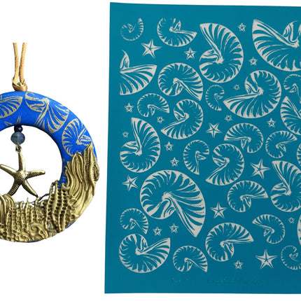 Silk Screen Nautilus shells Stencil for Polymer Clay, Art Jewelry, Mixed Media - Create Along 