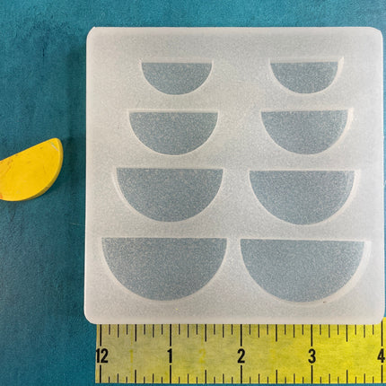 Half Semi Circle 1/4” thick Silicone Earring Jewelry Resin Concrete Clay Mold | polymer clay tools and supplies - Create Along 
