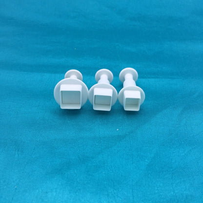 Mini Square Plunger Cutters Set Of 3 Graduated Sizes For Polymer Clay - Create Along 