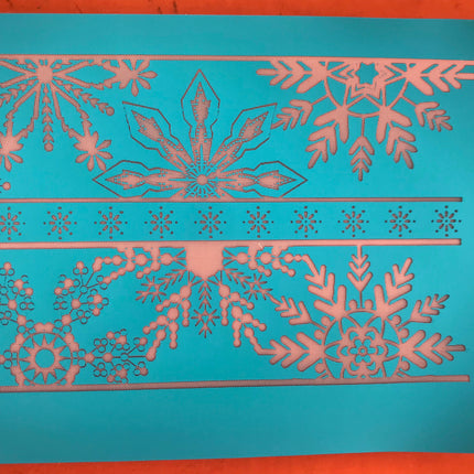 Snowflake Borders polymer clay Stencil Pattern winter snow - Create Along 