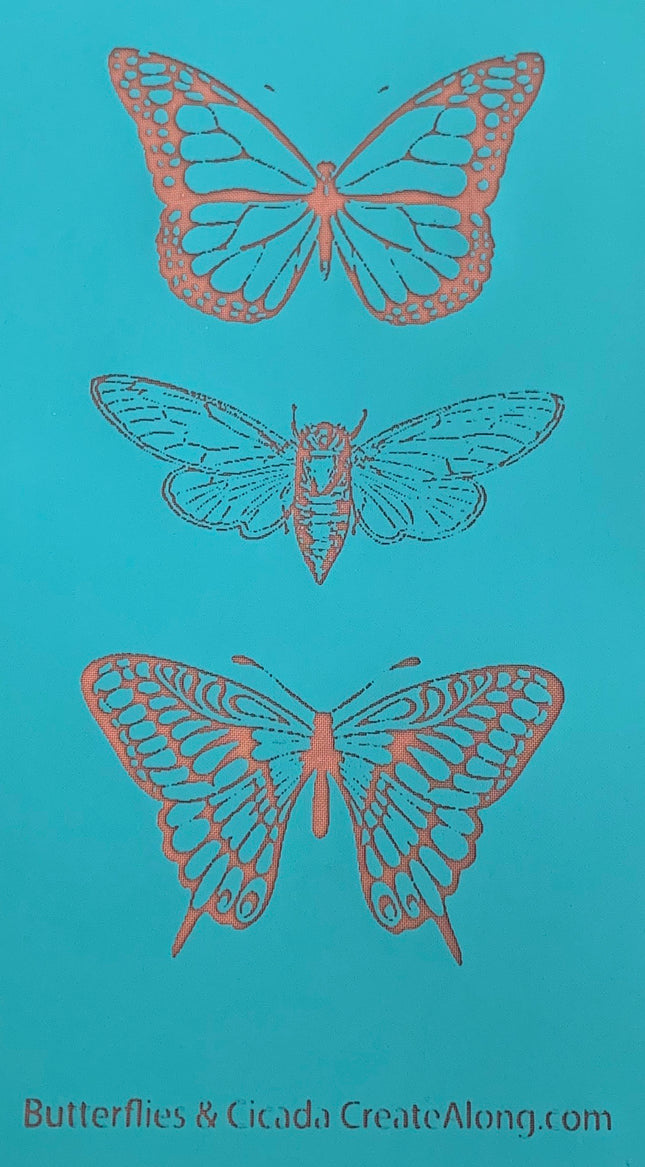 Silkscreen Polymer Clay Butterflies Cicada Trading Coins Stencil great for art jewelry and mixed media - Create Along 