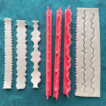 Rock N Roll Border Cutters Fancy Scallop 3 tools and designs polymer clay cutters - Create Along 
