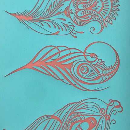 Silkscreen Cindi's Paisley Peacock Feathers polymer clay stencil - Create Along 