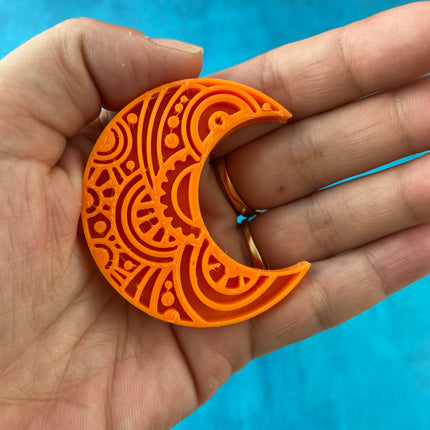 Boho Moon stamp for polymer clay and mixed media - Create Along 