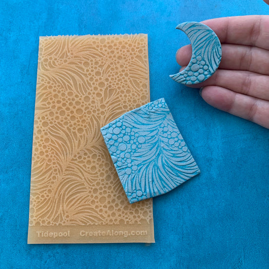 Tide Pool ocean seaweed Texture Mat Silicone rubber Stamp for polymer clay paper Gelli plate and resin bubbles