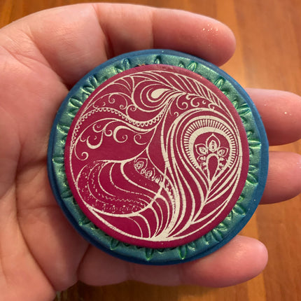 Silk Screen Cindi's Paisley Peacocks polymer clay stencil - Create Along 