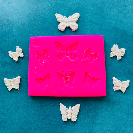Polymer Clay Resin Mold - 6 butterfly variety small for slabs earrings art jewelry - Create Along 