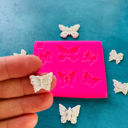 Polymer Clay Resin Mold - 6 butterfly variety small for slabs earrings art jewelry - Create Along 