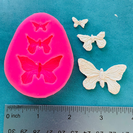 Polymer Clay Resin Mold - 3 butterfly variety small for slabs earrings art jewelry - Create Along 