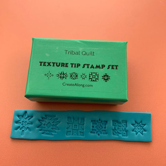 Texture Tips stamps Southwest Tribal Quilt Set of 6 small stamp set for polymer clay and mixed media