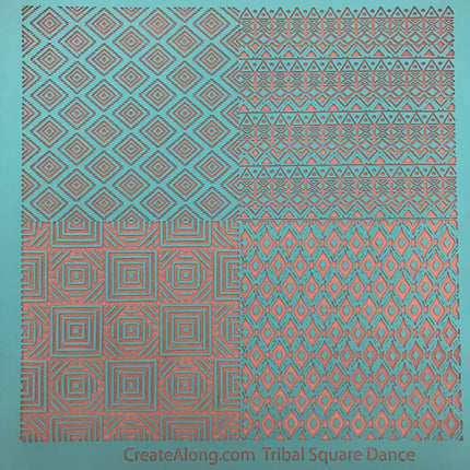 Silkscreen Stencil Tribal Squaredance Multi Image For Polymer Clay And Mixed Media - Create Along 