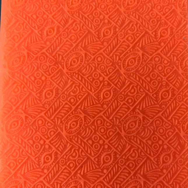 Cindi's Peacock Texture Mat Silicone rubber Stamp for polymer clay paper Gelli plate and resin - Create Along 