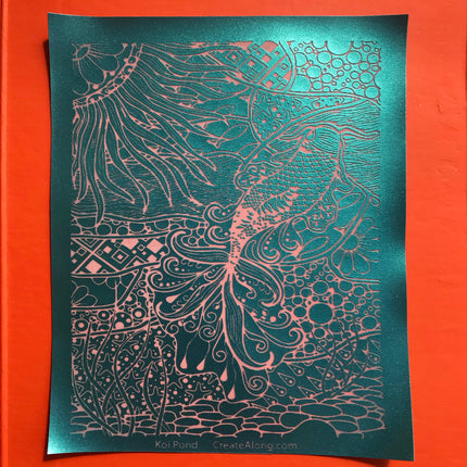 Koi Pond Gold Fish Silkscreen silk screen stencil For Crafting Polymer Clay + Mixed Media - Create Along 