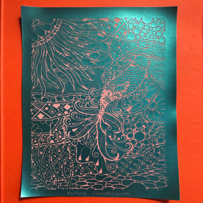 Koi Pond Gold Fish Silkscreen silk screen stencil For Crafting Polymer Clay + Mixed Media - Create Along 