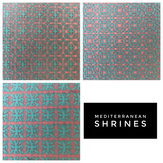 Mediterranean Shrines Silkscreen 3 Patterns For Crafting For Polymer Clay + Mixed Media