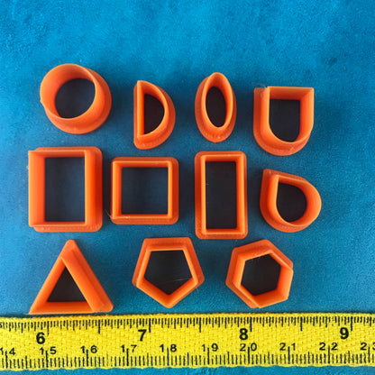 Geo Earring Stud polymer Clay Cutters Mini small 11 basics geometric - Create Along 