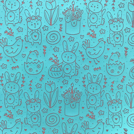 Easter Time Bunny Chick Flowers Silkscreen Stencil for Polymer Clay, Art Jewelry, Mixed Media