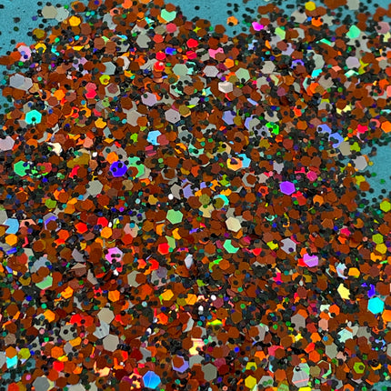 Mayhem Glitter Orange Black Holo Halloween pens candles earrings clay resin mugs slime tumblers nail art 2 oz - Create Along 