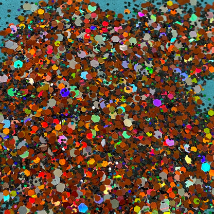 Mayhem Glitter Orange Black Holo Halloween pens candles earrings clay resin mugs slime tumblers nail art 2 oz - Create Along 