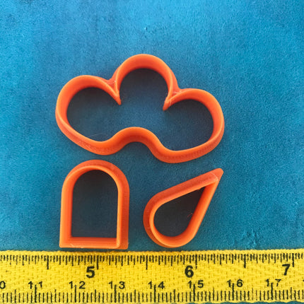 3 Petal Drop arch teardrop polymer clay cutter set Easter Spring Flower - Create Along 
