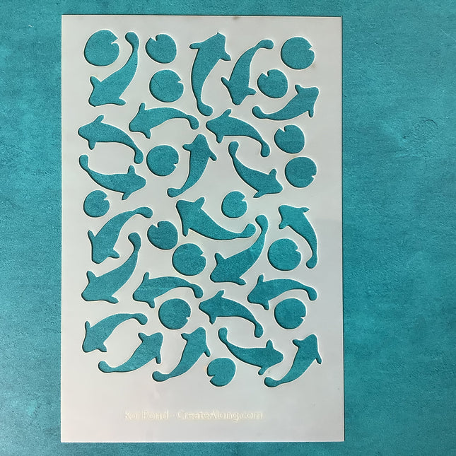 Koi Gold Fish Lily Pond Mylar Stencil texture sheet for polymer clay earrings art jewelry mixed media - Create Along 