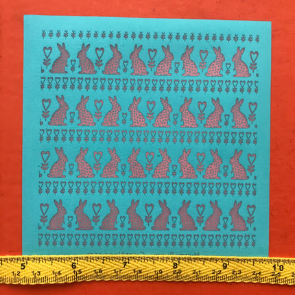 Hunny Bunny Easter Bunnies Hearts Silkscreen Stencil for Polymer Clay, Art Jewelry - Create Along 