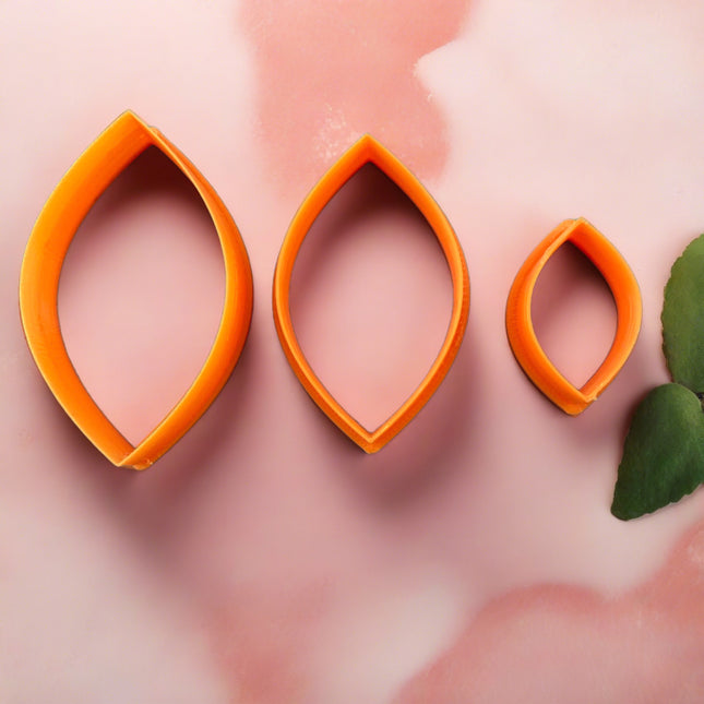 Curvaceous football shaped set of 3  polymer clay cutter set jewelry earrings pendant small sharp clay cutters - Create Along 
