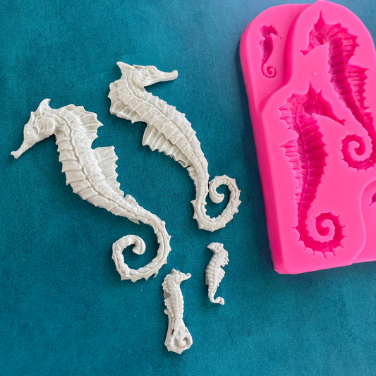 Polymer Clay Mold - Seahorses Large works with resin, fondant, soap, food safe