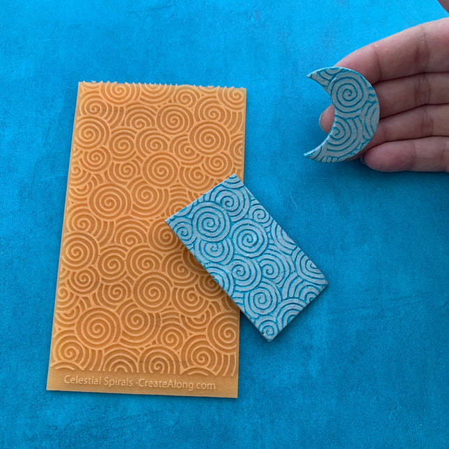 Texture Sheet Celestial Spirals cloud Design for polymer clay and mixed media stamping - Create Along 